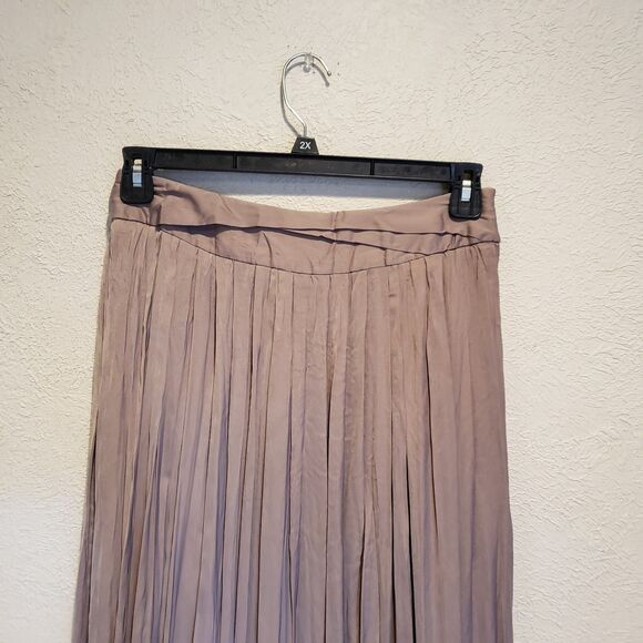 Womens Chicos Pleated Maxi Skirt  Tan Brown Silky Flowy Lined Size 0 NWT - Picture 4 of 8